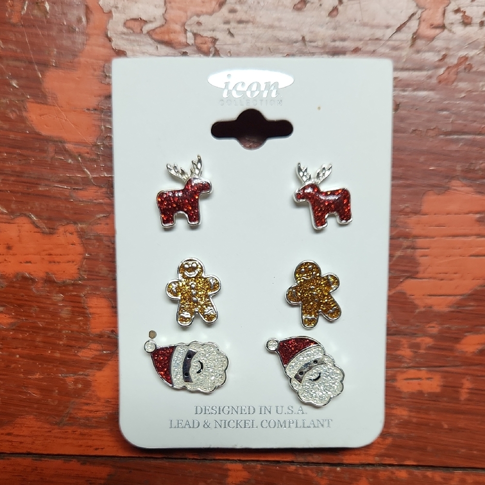 ICON Kids Festive Earrings Set - Red, Gold, Silver